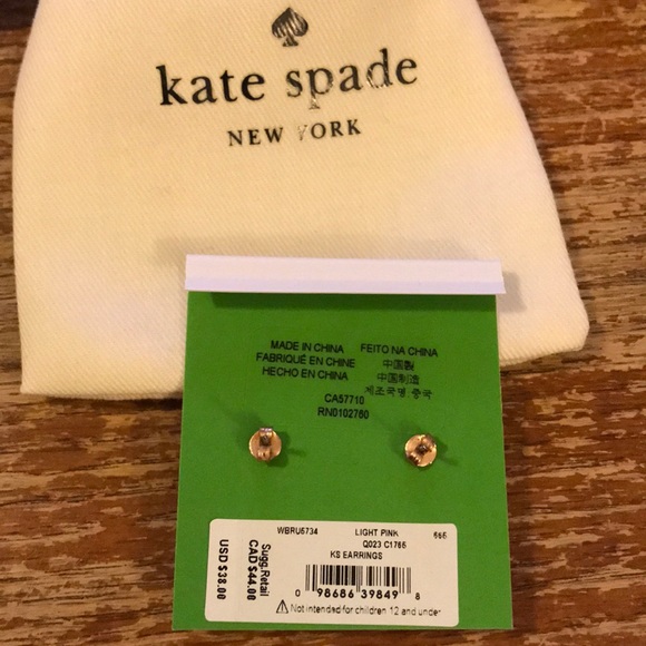 Kate Spade Earrings Light Pink with Bag - Picture 3 of 4